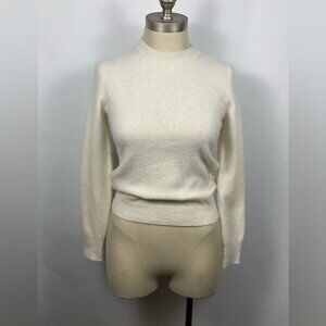 ANTONIO MELANI Women’s 100% Cashmere Cream Long Sleeve Crew Neck Sweater, sz SM
